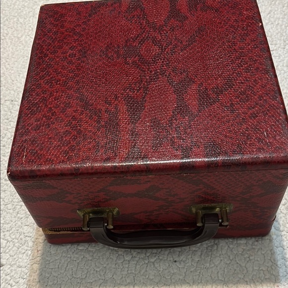 Vintage Red Snakeskin Box with Handle - Picture 9 of 11